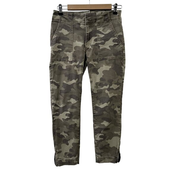 Kut from the Kloth Reese Ankle Straight Leg Pants Camo Print Zipper Hem Women 4 - Picture 1 of 15